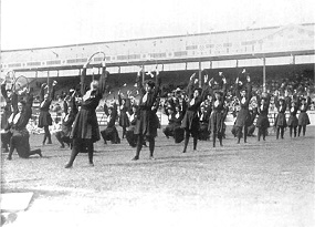 A display from the 1908 British womens Olympic gymnastic team
